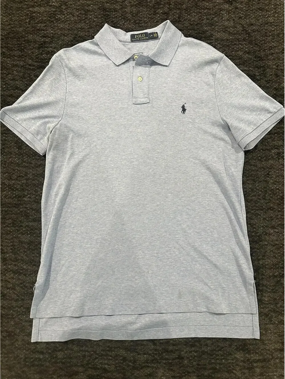 0055 Polo Ralph Lauren Mens Large Light Blue Heather Short Sleeve Polo Shirt L